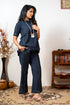 NAVY BLUE COORD SET WITH NECK PIECE
